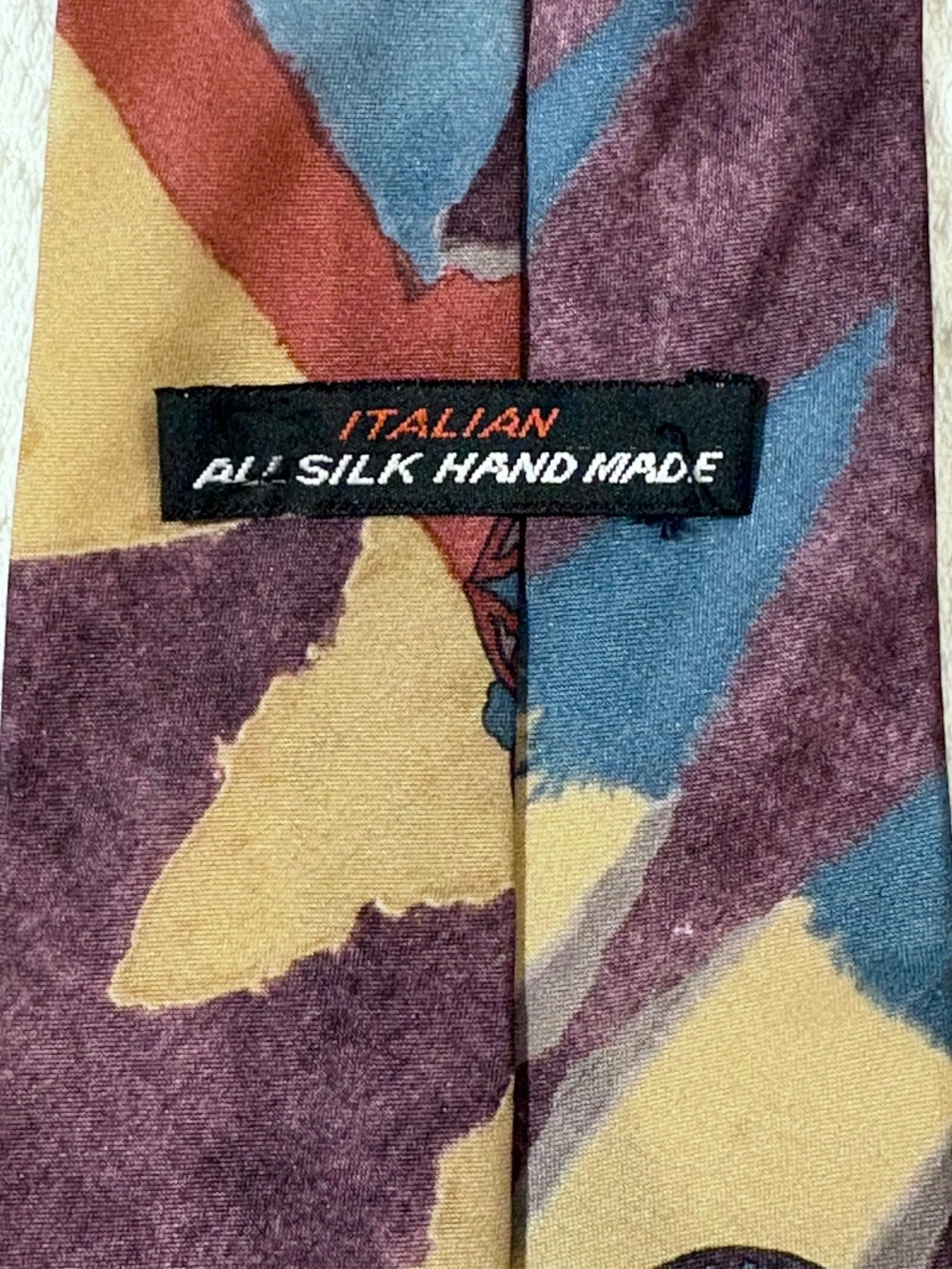 VTG Italian Silk Handmade Abstract Paisley Geometric Men's Necktie